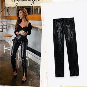 ZARA CROCO ANIMAL EFFECT FAUX LEATHER TROUSER #Cybermondaysale